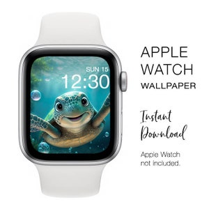 Apple Watch WALLPAPER - Cute Baby Turtle - Instant Download - Watch Background Apple Watch face design
