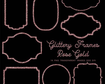 Glittery Frames 1 Rose Gold Sparkly Glitter - 14 PNG Transparent Images High Resolution -  Instant Download Digital Clip art