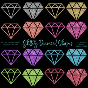 Glittery Diamond Shapes Sparkly Glitter 01 - 36 PNG Transparent Images High Resolution - Instant Download Digital Clipart