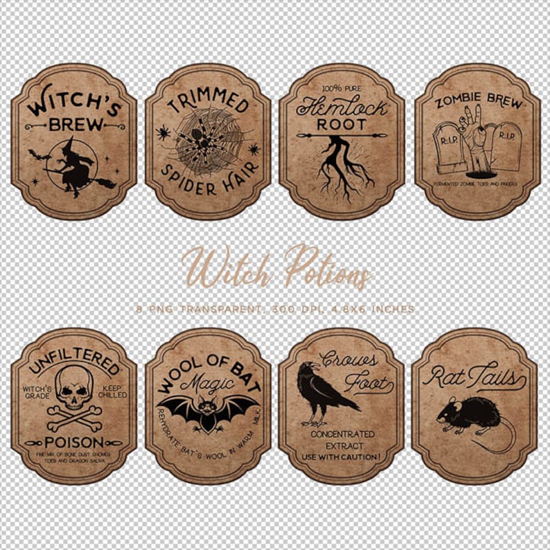 Witch Apothecary Labels, Magic Potion Ingredient Labels, Halloween ...