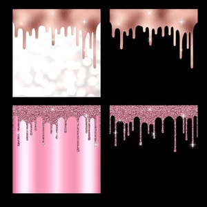 Rose Gold And Glitter Drips Backgrounds & PNG Transparent Images High Resolution Instant Download Digital Clipart image 3