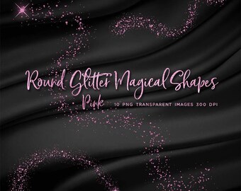 Round Glitter Magical Shapes Dust Pink 01 - 10 PNG Transparent Overlays High Resolution -  Instant Download Digital Clip art