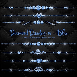 Blue Diamond Dividers Clip Art gemstone - 7 PNG Transparent Images High Resolution -  Instant Download Digital Clipart