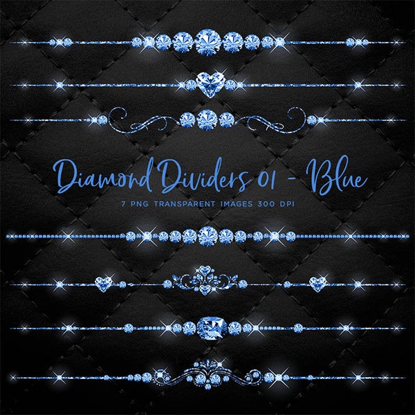 Blue Diamond Dividers Clip Art gemstone - 7 PNG Transparent Images High Resolution -  Instant Download Digital Clipart