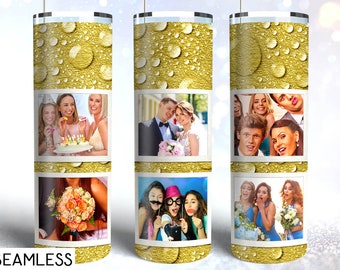 Tumbler Template Gold Texture Background with Waterdrops PNG Sublimation 20 oz Skinny High Resolution Instant Download Full Wrap Digital