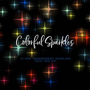 Colorful Sparkles 01 sparkly sparkles 12 PNG Transparent Overlays High Resolution -  Instant Download Digital Clipart