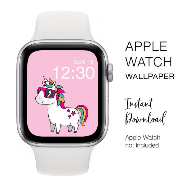 Apple Watch WALLPAPER - Rainbow Unicorn cute - Instant Download - Watch Background Apple Watch face design