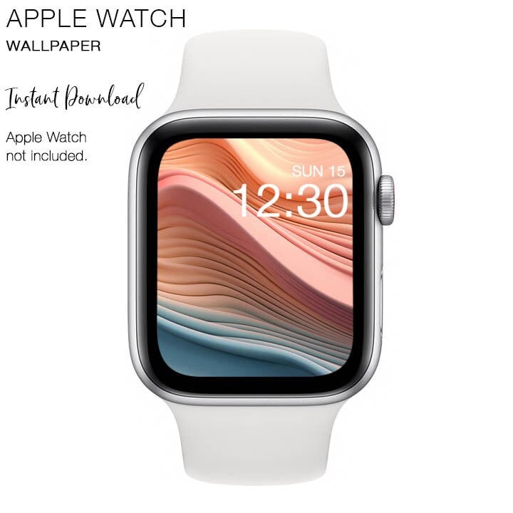 Apple Watch WALLPAPER Abstract Waves Peach Blue Salmon Instant
