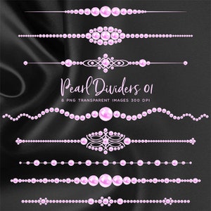 Pink Pearl Dividers 01 Pink color Clip Art gemstone - 8 PNG Transparent Images High Resolution -  Instant Download Digital Clipart