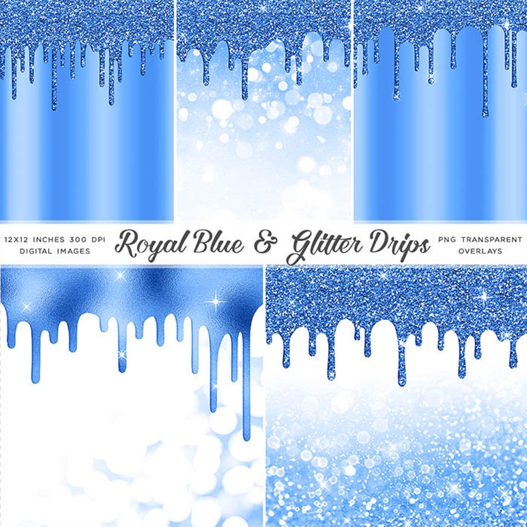Royal Blue and Glitter Drips Backgrounds & PNG Transparent Images High