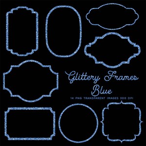 Può includere: Set di 14 cornici blu glitter in varie forme, tra cui cerchi, quadrati e rettangoli. Le cornici sono perfette per aggiungere un tocco di brillantezza ai tuoi progetti digitali.
