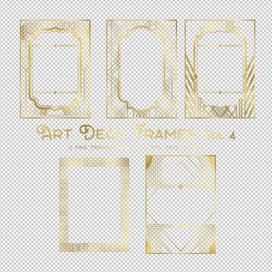 Art Deco Frames Volume 4 Clip Art - Gold Frames 5 PNG Transparent ...