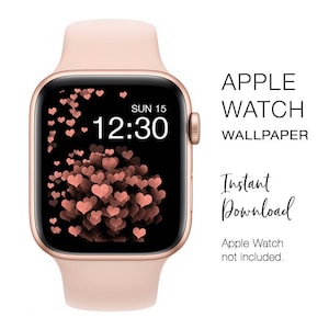 Apple Watch WALLPAPER - Rose Gold Hearts Glitter - Instant Download - Watch Background Apple Watch face design