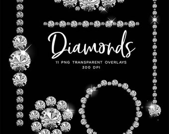 May include: A collection of diamond overlays in various arrangements against a black background. The word "Diamonds" is written in a cursive font. The image includes diamond borders, a circle, and floral designs.