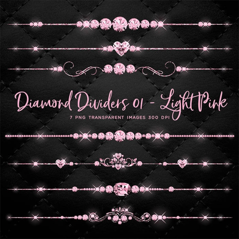 Pink Light Divider Light Pink Diamond Dividers Clip Art Gemstone - 7 PNG Transparent ...