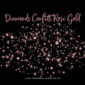 Diamonds Confetti Rose Gold Color - sparkly 5 PNG Transparent Overlays High Resolution -  Instant Download Digital Clip art
