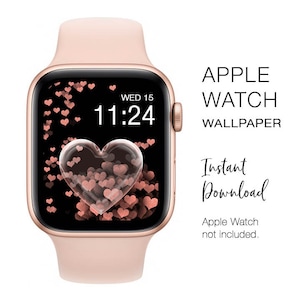 SFONDO Apple Watch - Design Bubble Heart con cuori oro rosa - Download immediato - Sfondo per orologio Design del quadrante Apple Watch