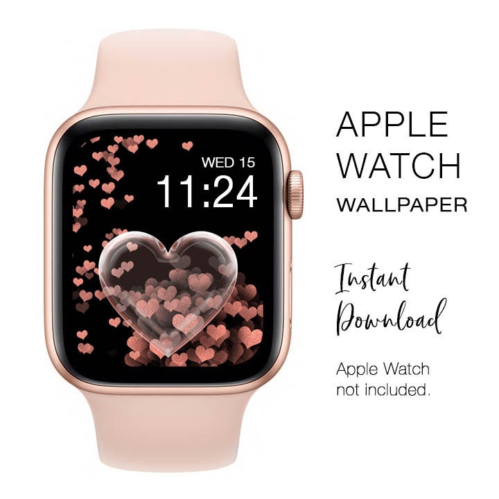 Apple Watch WALLPAPER Bubble Heart with Rose Gold Hearts design Instant  Download Watch Background Apple Watch face design
