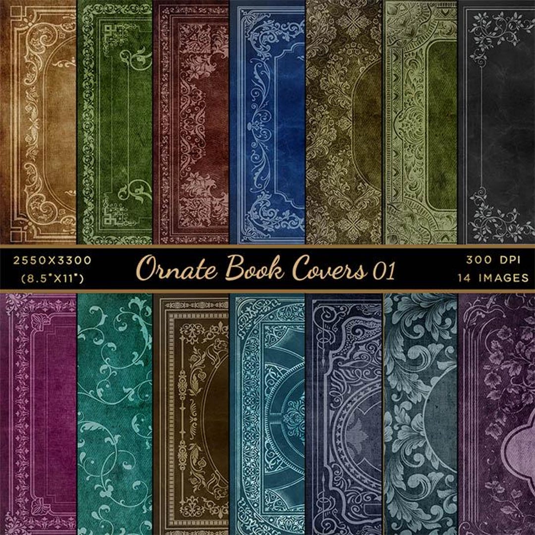 V＆A RIM.ARK PRINTED BOOK COVER グリーン 106 Gilded Green Book Covers: Ornate Antique Designs (PNG
