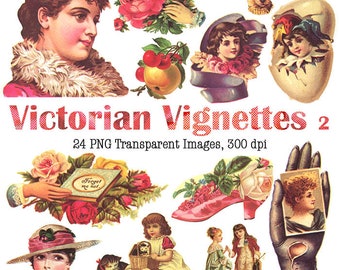 Victorian Vignettes 2 Clip Art - 24 High Resolution Images - Instant Download Digital Clip art