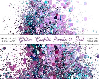 Glitter Confetti Purple & Teal 2 - High Resolution Background - Instant Download Digital Clip art