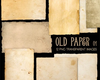 Old Paper 01 Vintage Paper - 12 PNG High Resolution Images - Instant Download Digital Clip art