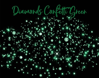 Diamonds Confetti Green Color - sparkly 5 PNG Transparent Overlays High Resolution -  Instant Download Digital Clip art