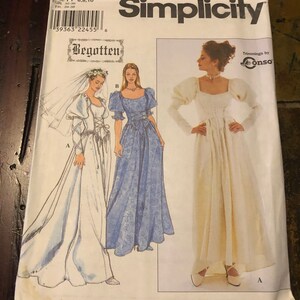 14 and 16 Simplicity 8623 Ladies Begotten Wedding Medieval Dress Gown Pattern Size 12
