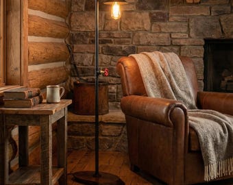 Black Industrial   Steampunk Floor Lamp, Rustic Lighting For Office, Bar, Bedroom