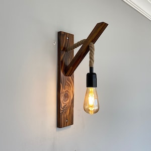 Rustic Wooden Wall Sconce, Farmhouse Wall Lamp for Wall Decor