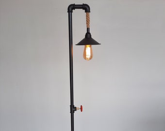 Black Industrial   Steampunk Floor Lamp, Rustic Lighting For Office, Bar, Bedroom