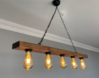 Rustic Lighting for Dining Room, Wooden Farmhouse  Pendant Chandelier , Lighting For Kitchen Island, Bar, Billiard