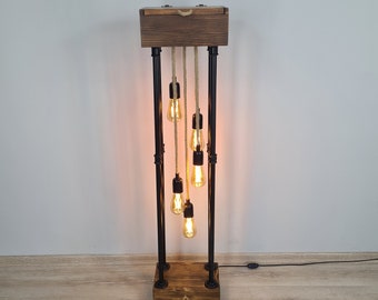 Rustic  Farmhouse Industrial Floor Lamp, Rustic Home Decor Lighting, Floor Lamp With Hidden Box