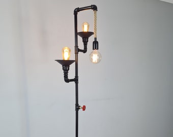 Black Industrial Floor Lamp, Rustic Steampunk Floor Lamp, Modern Lighting For Home Office Decor