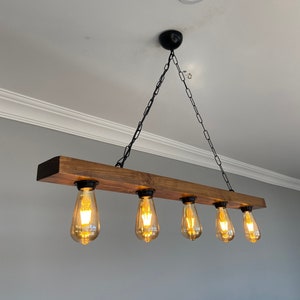 Rustic Lighting for Dining Room, Wooden Farmhouse  Pendant Chandelier , Lighting For Kitchen Island, Bar, Billiard
