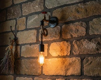 Modern Steampunk Wall Lamp, Rustic Vanity Wall Light, Industrial Wall Sconce, Unique Wall Light Fixture