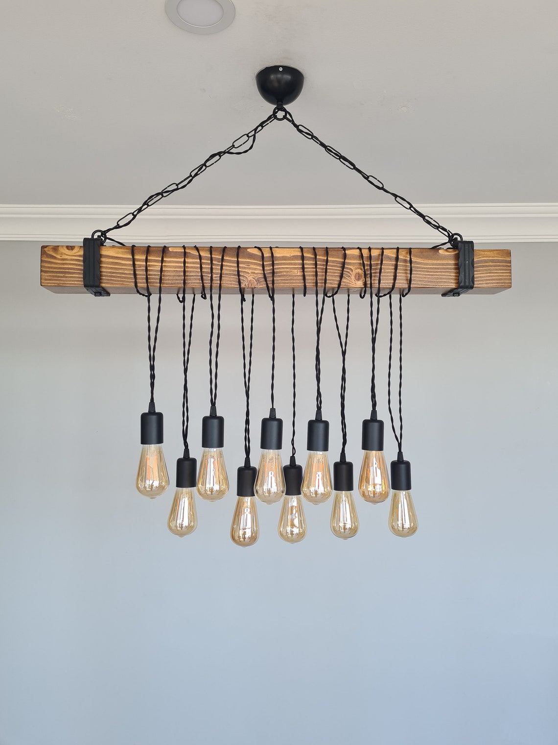 Rustic Wooden Dining Room Light Fixture Wood Beam Farmhouse Etsy