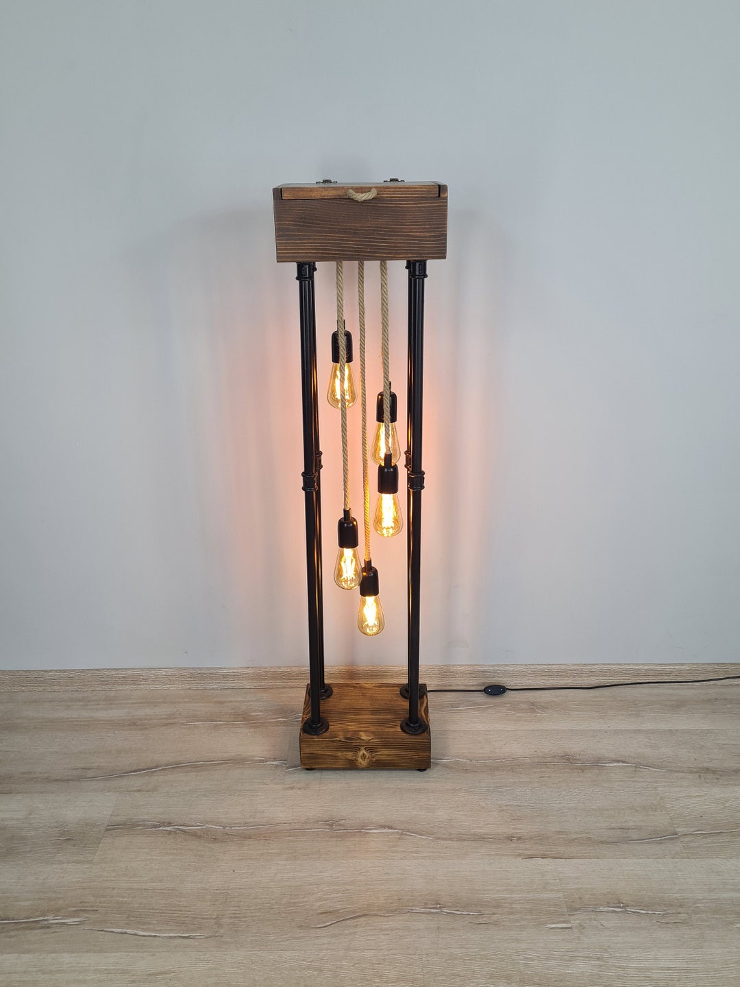 Rustic Farmhouse Industrial Floor Lamp, Rustic Home Decor Lighting