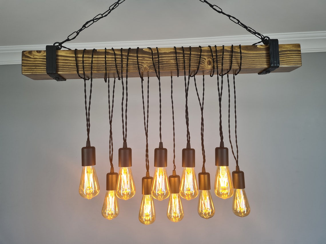 Rustic Wooden Dining Room Light Fixture Wood Beam Farmhouse Etsy