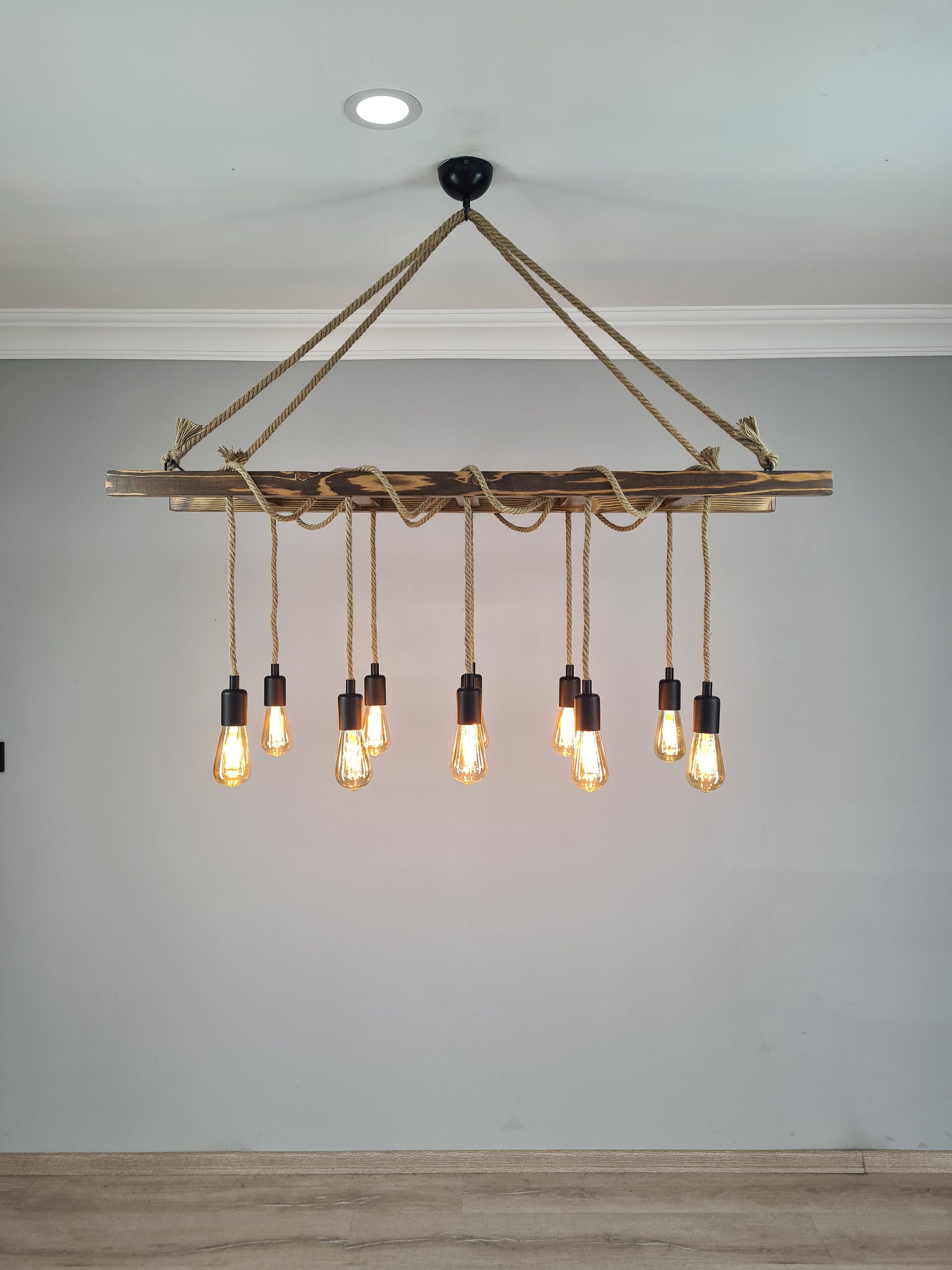 Farmhouse Wooden Ladder Pendant Chandelier Rustic Wood Light - Etsy