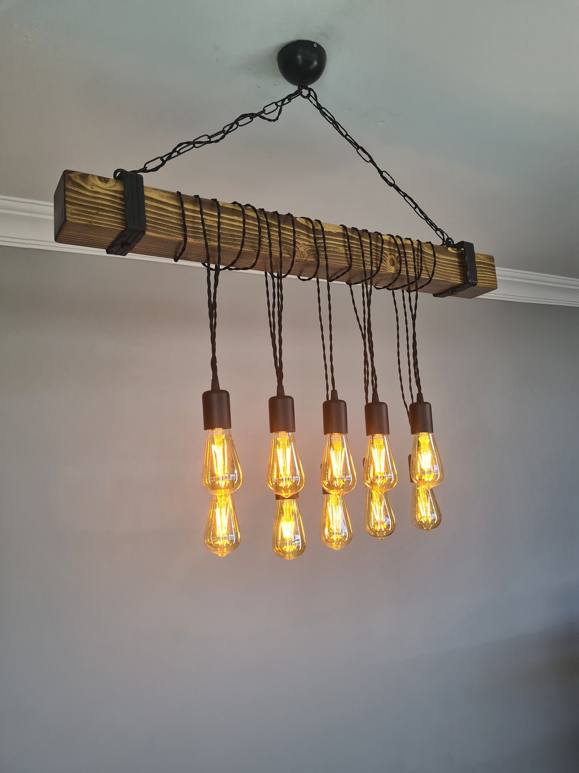 Rustic Wooden Dining Room Light Fixture Wood Beam Farmhouse Etsy