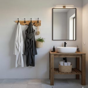 Live Edge Olive Wood Coat Rack, Rustic Wooden Coat Hanger, Farmhouse Wall Mounted Coat Rack, Unique Natural Gift image 6