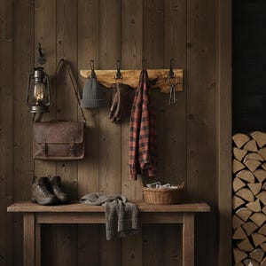 Live Edge Olive Wood Coat Rack, Rustic Wooden Coat Hanger, Farmhouse Wall Mounted Coat Rack, Unique Natural Gift image 4