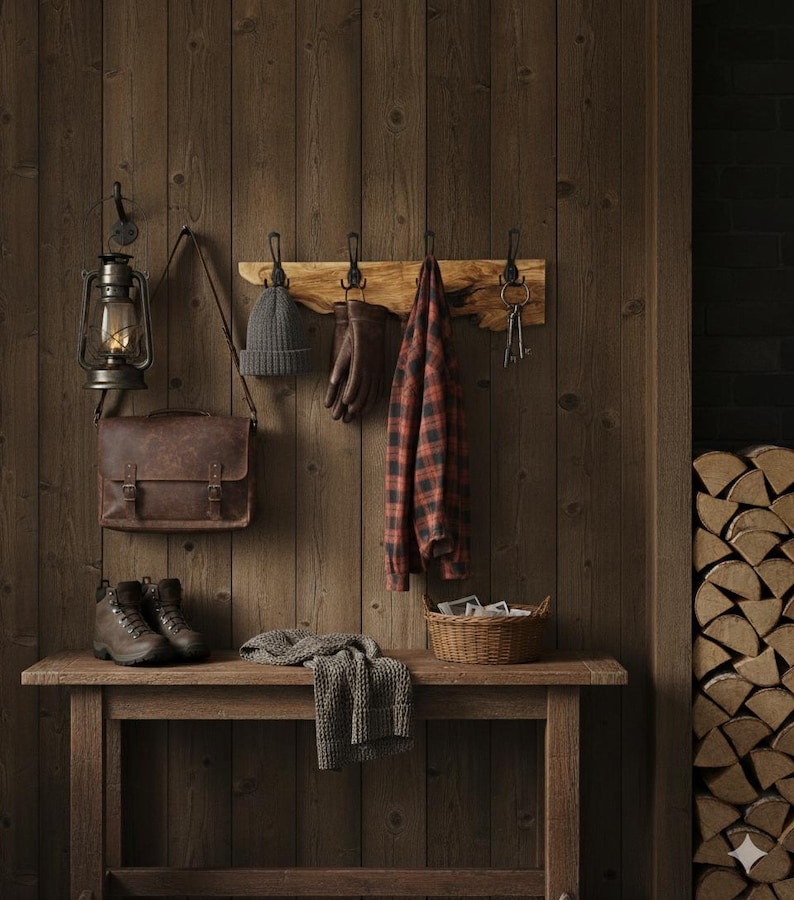 Live Edge Olive Wood Coat Rack, Rustic Wooden Coat Hanger, Farmhouse Wall Mounted Coat Rack, Unique Natural Gift image 4