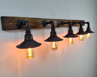 Rustic Bathroom Vanity Lighting, Reclaimed Wooden Wall Sconce, Industrial  Wall Lamp for Pool Bar, Vintage Kitchen Decor