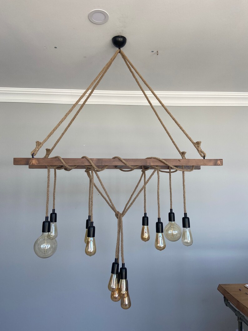 Wooden Ladder Pendant Chandelier Rustic Farmhouse Lighting | Etsy