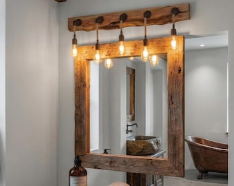 Live Edge Olive Wood Vanity Lamp, Wooden Rustic Wall Light, Farmhouse Wall Sconce, Steampunk Wall Lamp