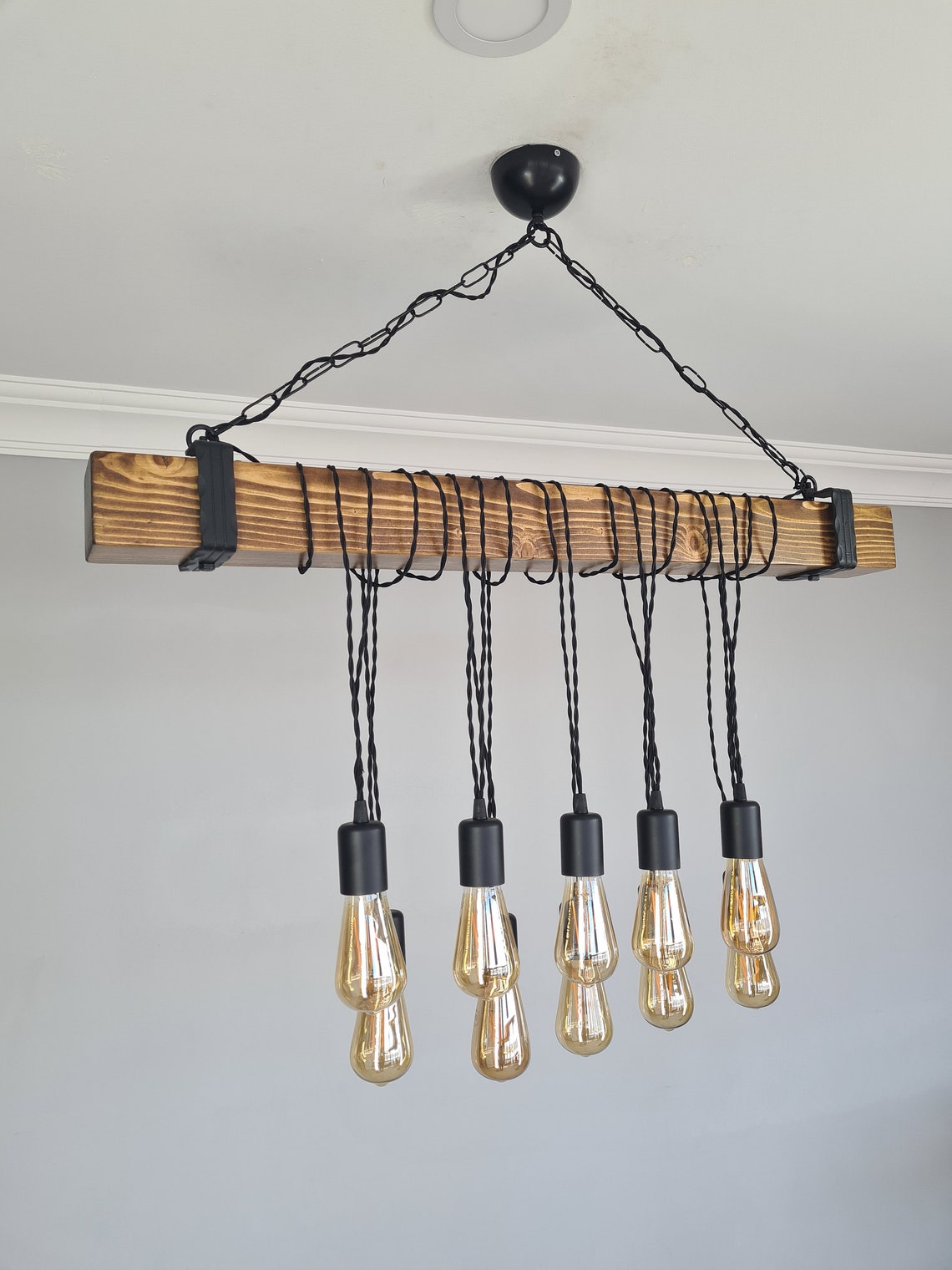Rustic Wooden Dining Room Light Fixture Wood Beam Farmhouse Etsy