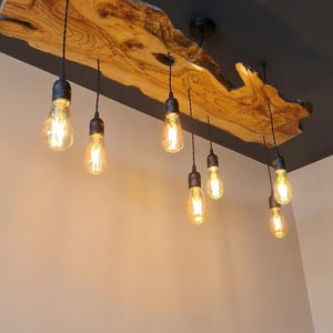 Olive Wood Pendant Light Fixture For Kitchen Island , Rustic Unique Pendant Ceiling Light For Dining Table, Farmhouse Chandelier For Plant image 10