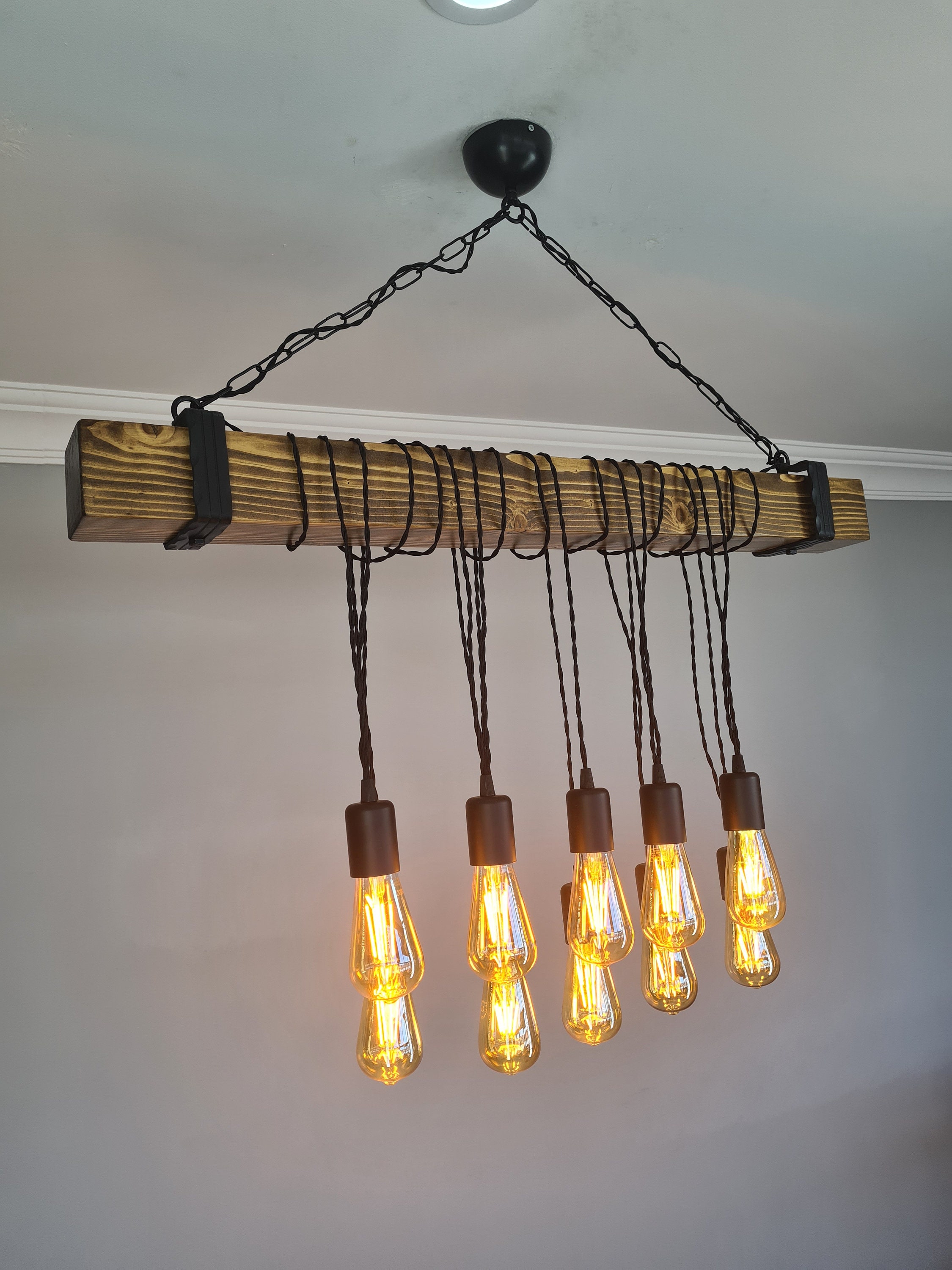 Rustic Wooden Dining Room Light Fixture Wood Beam Farmhouse Etsy